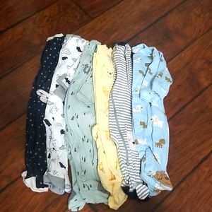 6 footie sleepers, boy, size 3-6 months